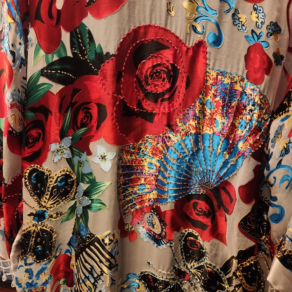Floral and Fan Patterned Top